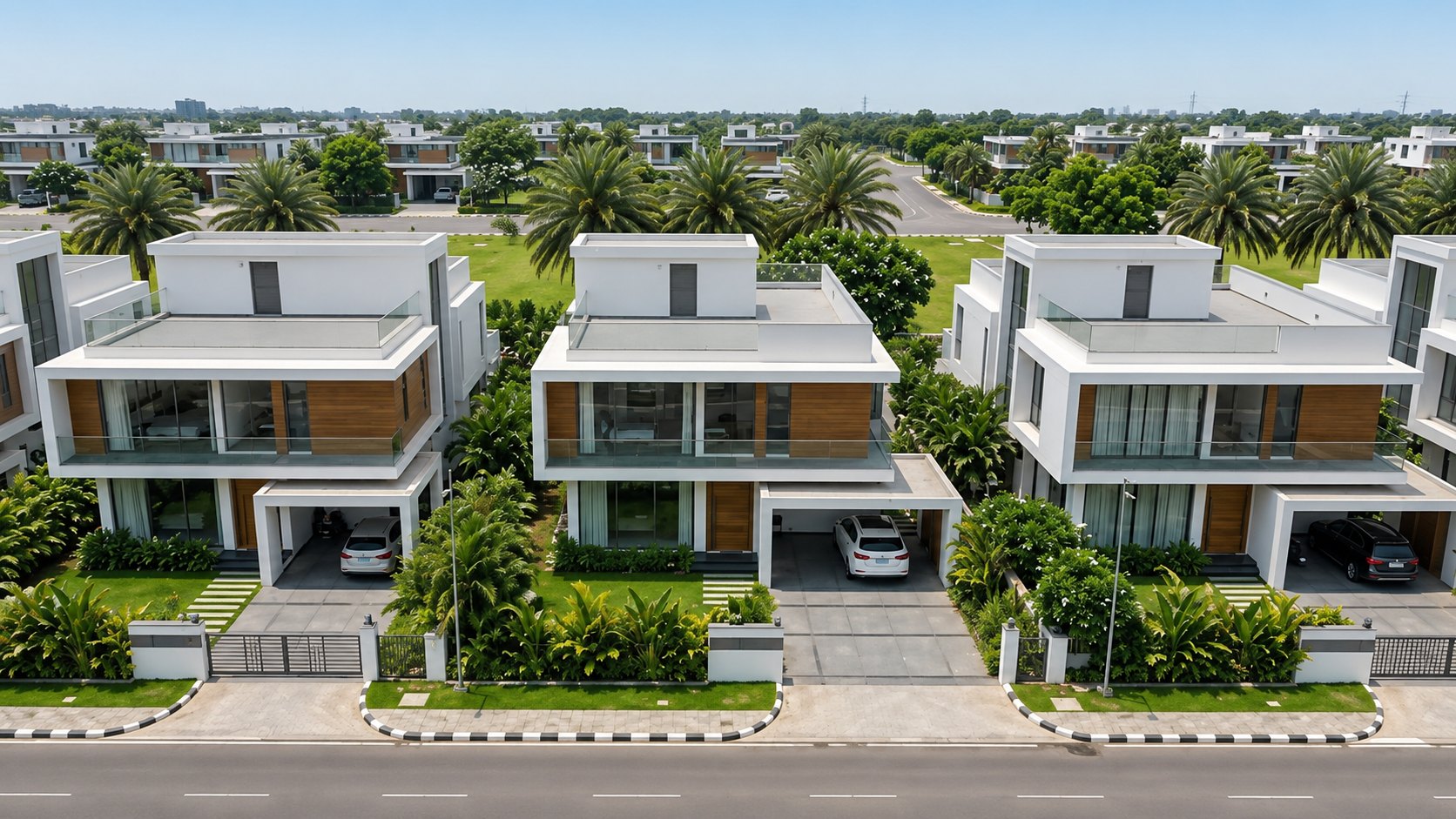 Villa community aerial 3D view