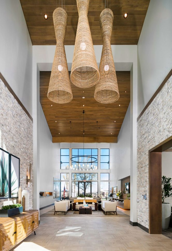 Clubhouse double-height lobby