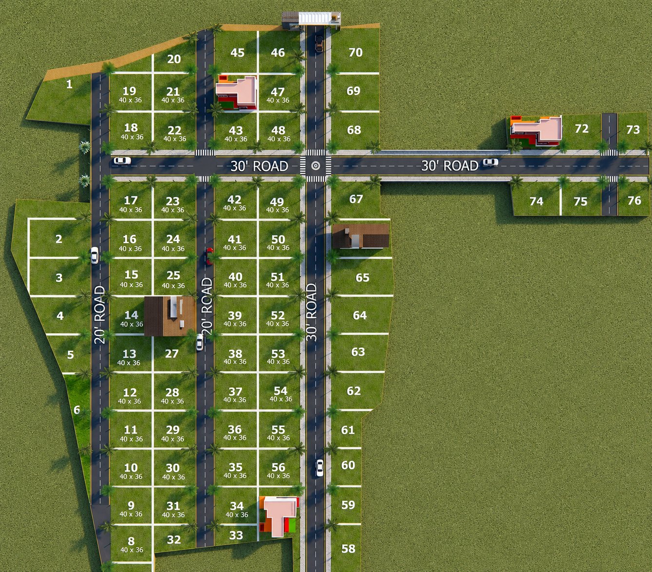 Plot layout plan, 70+ plots